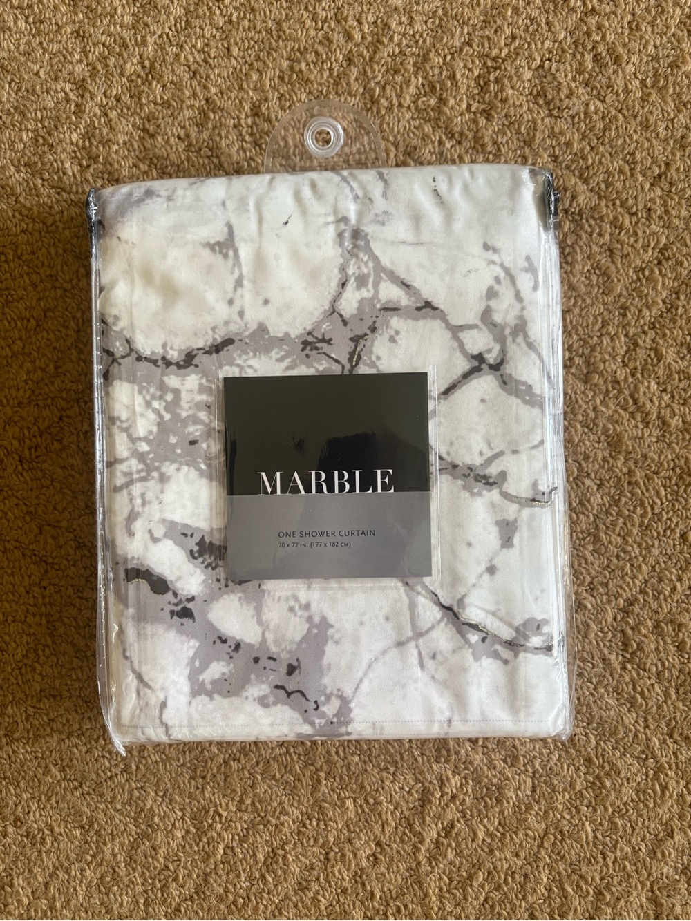 MARBLE White and Gray Marble-Print Shower Curtain